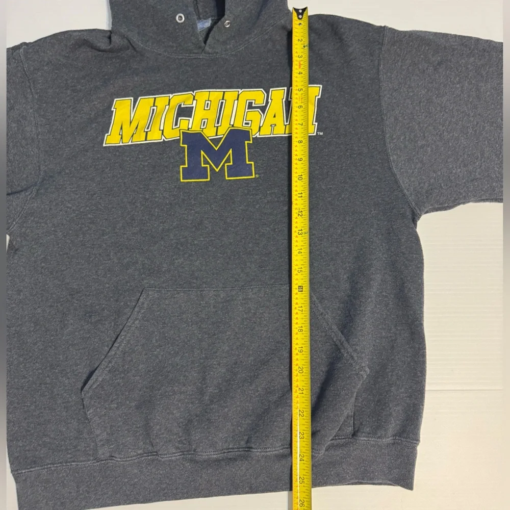 University of Michigan Wolverines Collegiate Logo Grey Hoodie Sweatshirt Large